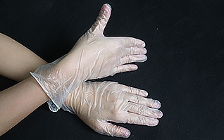 無粉一次性pvc防護(hù)檢查手套9寸240mm